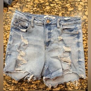 Judy Blue Light Blue Distressed Denim Cutoff Shorts